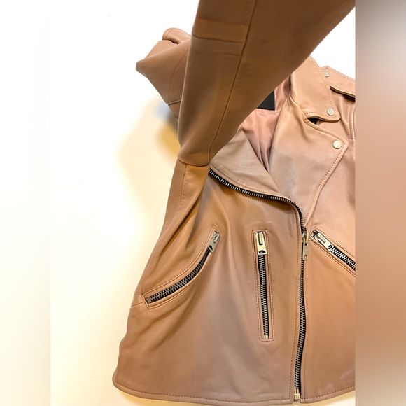 All Saints Fern Biker Jacket Sz:S US6 Nude/Pink - Picture 5 of 16